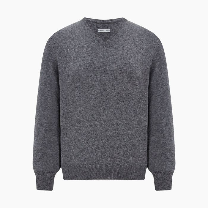 Storm Grey Cashmere V-neck Jumper Image 5