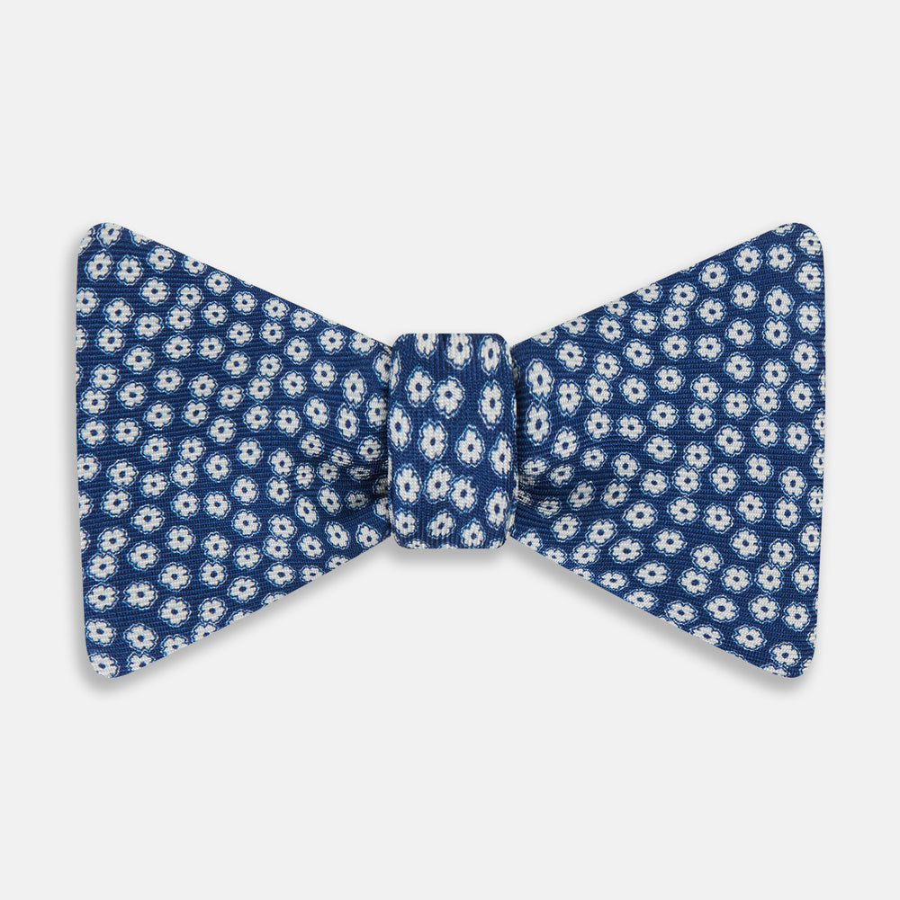 Azzuro Flower Patterned Silk Bow Tie