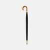 View 2 of product The Forest Green Umbrella with Whangee Crook Handle by Turnbull & Asser features a wooden shaft and classic curved handle—a sophisticated men’s accessory shown fully opened against a white background.