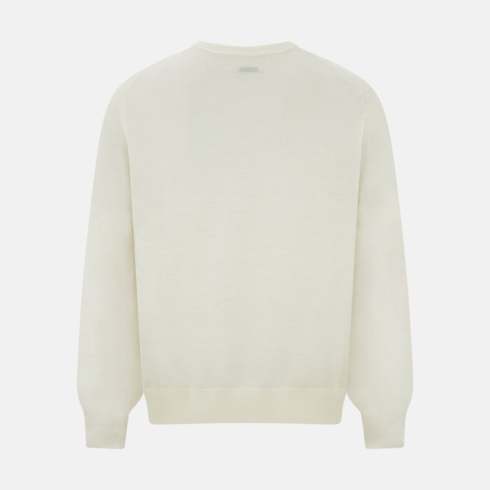 Cream Fine Merino V-Neck Jumper Image 2
