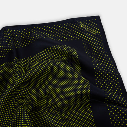 Navy and Yellow Dot Silk Pocket Square