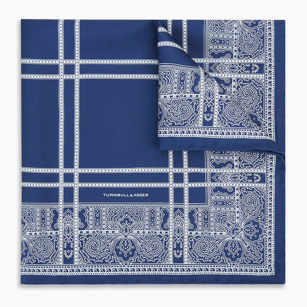 Image 1 of product Azzurro Paisley Bandanda Patterned Silk Pocket Square