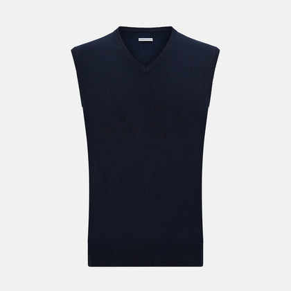 Navy Cashmere V-neck Vest