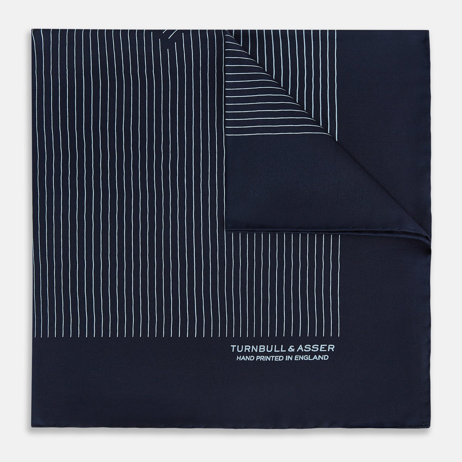 Navy and Light Blue Stripe Silk Pocket Square