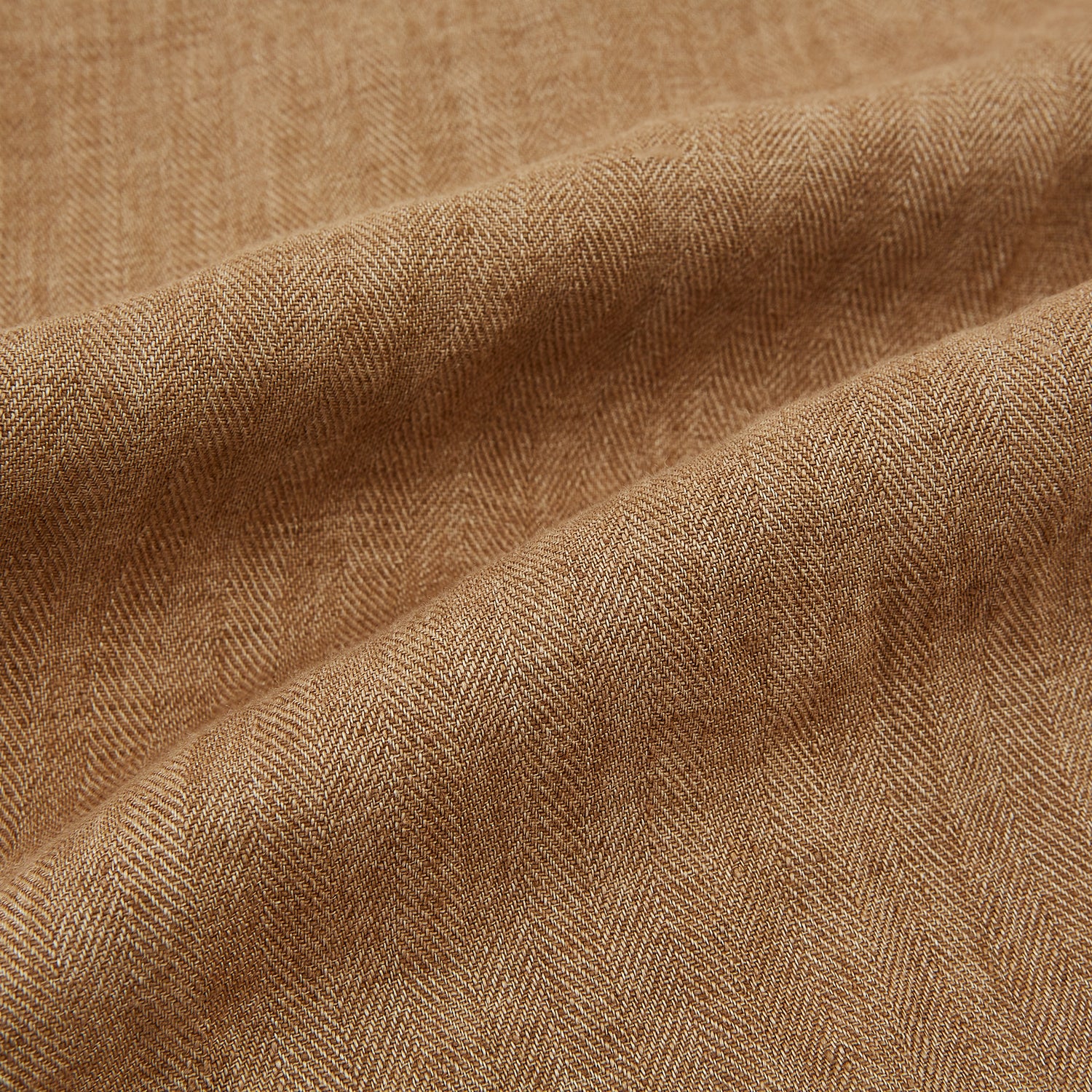 View 7 of product The Turnbull & Asser Camel Striped Linen Edmund trousers feature a straight-leg fit, button and zipper closure, belt loops, and pockets, crafted from lightweight summer fabric and shown against a white background.