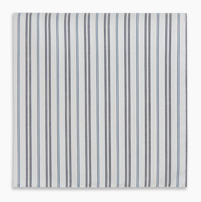 Navy and Light Blue Track Stripe Hand-Rolled Handkerchief Image 3