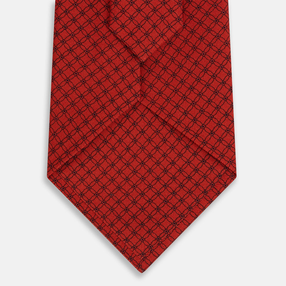 Red Lattice-Patterned Silk Tie