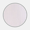 View 1 of product Close-up of Turnbull & Asser's Blue and White Fine Stripe Cotton Fabric, featuring thin blue vertical stripes on white, displayed within a circular frame against a plain light gray background.