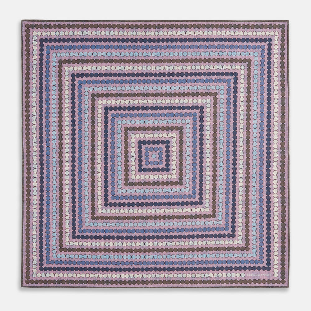 Lilac Dots and Floral Tile Double-Sided Silk Pocket Square