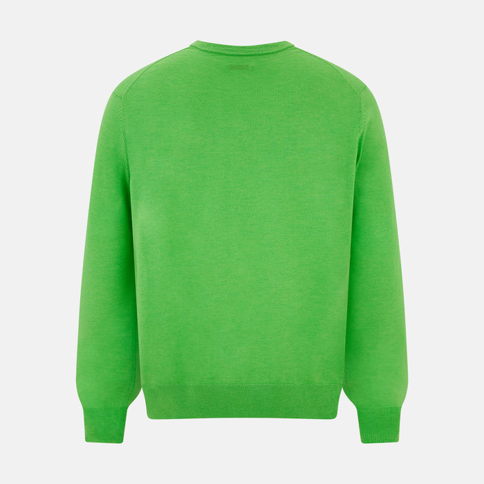 Lime Green Fine Merino V-Neck Jumper Image 2