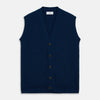 Navy Sleeveless Cashmere Cardigan