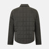 View 3 of product The Battersea Shadow Grey Quilted Jacket by Turnbull & Asser features a front zipper, buttoned cuffs, pointed collar, and multiple pockets—an ideal choice for the modern gentleman. Shown on a plain white background.