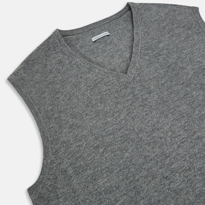Grey Melange V-neck Cashmere Vest Image 1