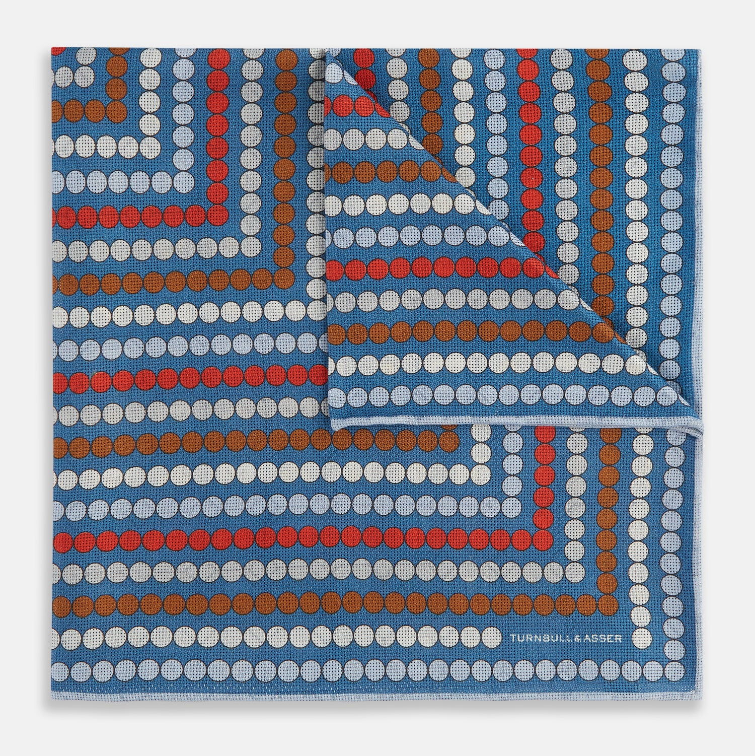 Image 1 of product Blue Bonnet Dots and Floral Tile Double-Sided Silk Pocket Square