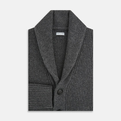 Shadow Grey Cashmere Shawl Collar Cardigan Image 3