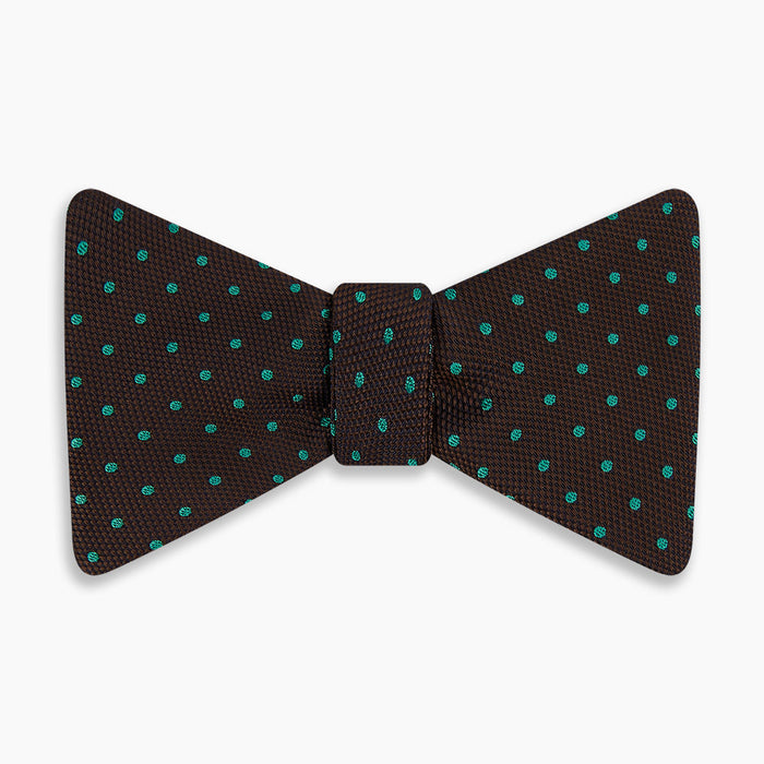 Blue and Brown Micro Dot Silk Bow Tie Image 3