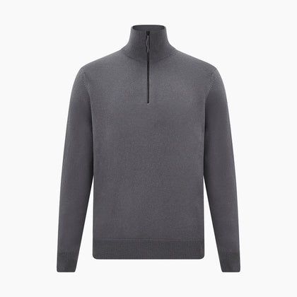 Grey Half-Zip Cashmere Jumper Image 4