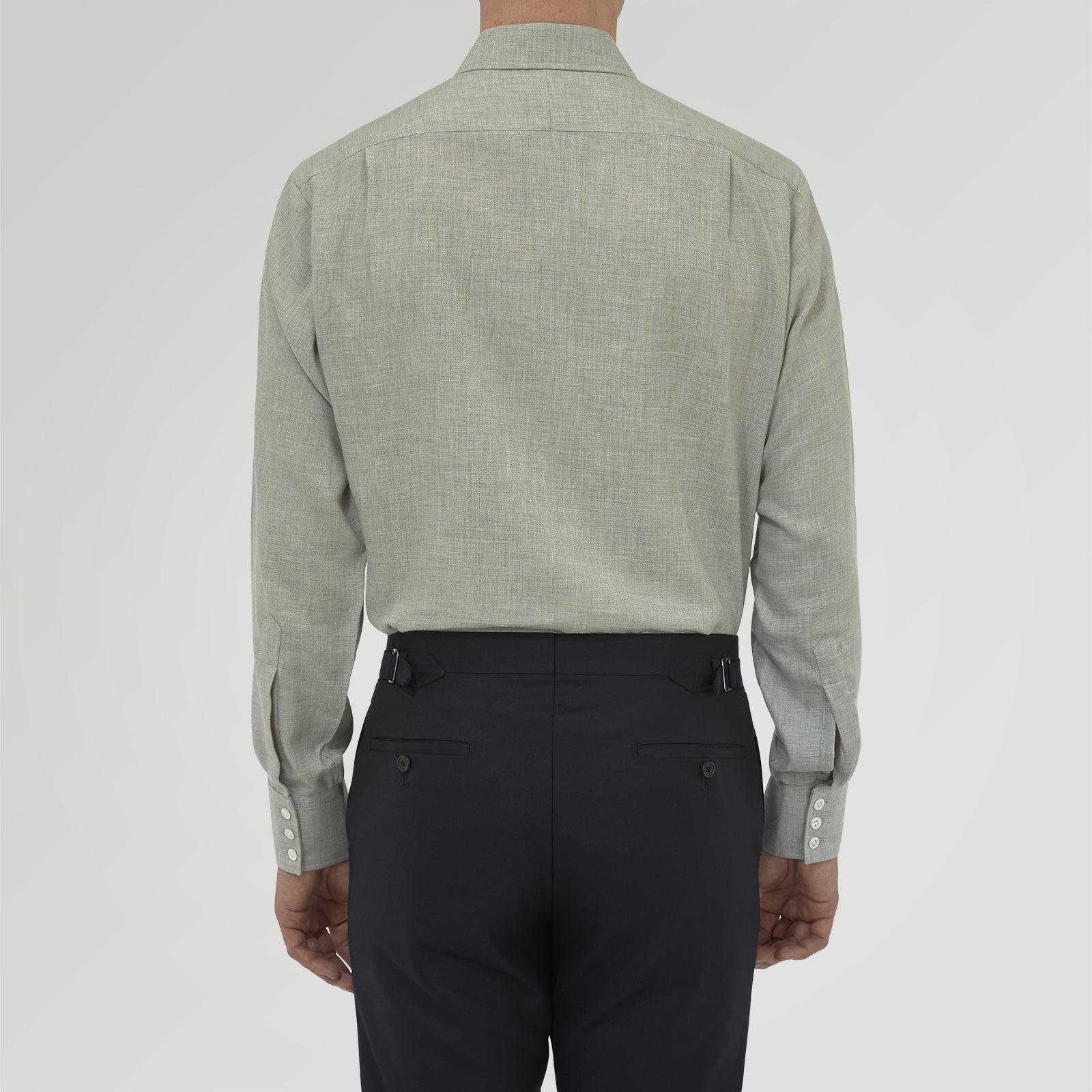 Grey Cashmere Blend Shirt with T&A Collar and 3-Button Cuffs