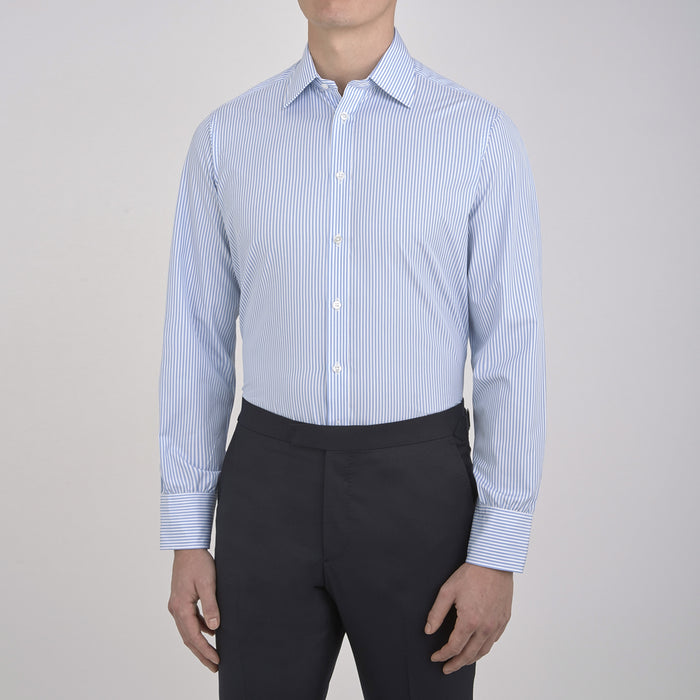 Light Blue Bengal Stripe Shirt with T&A Collar and 3-Button Cuffs Image 4