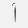 View 2 of product The Turnbull & Asser Navy Umbrella with Maple Crook Handle is open against a white background—an elegant men's accessory inspired by classic style.