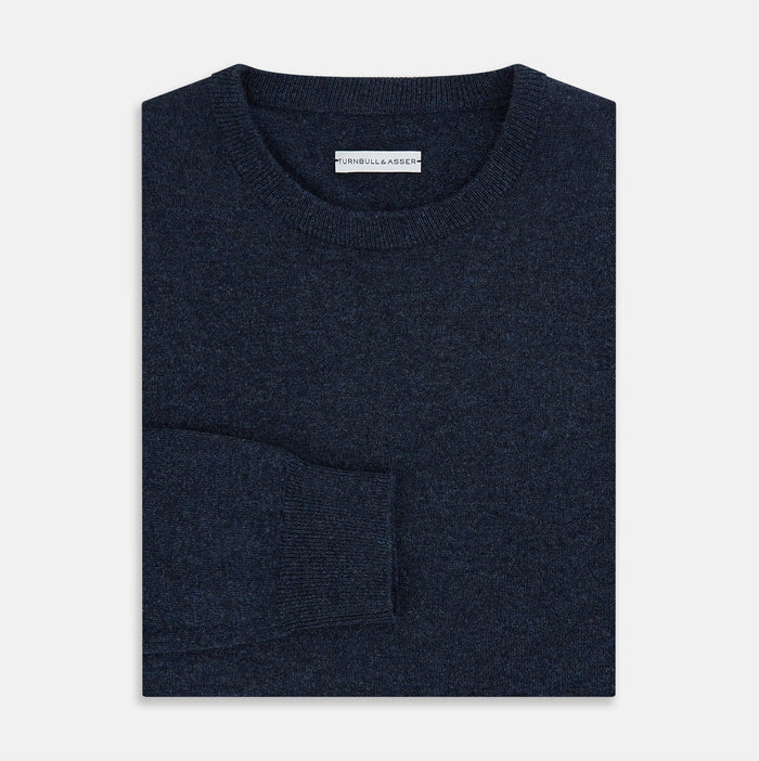 Midnight Blue Cashmere Round Neck Jumper Image 3