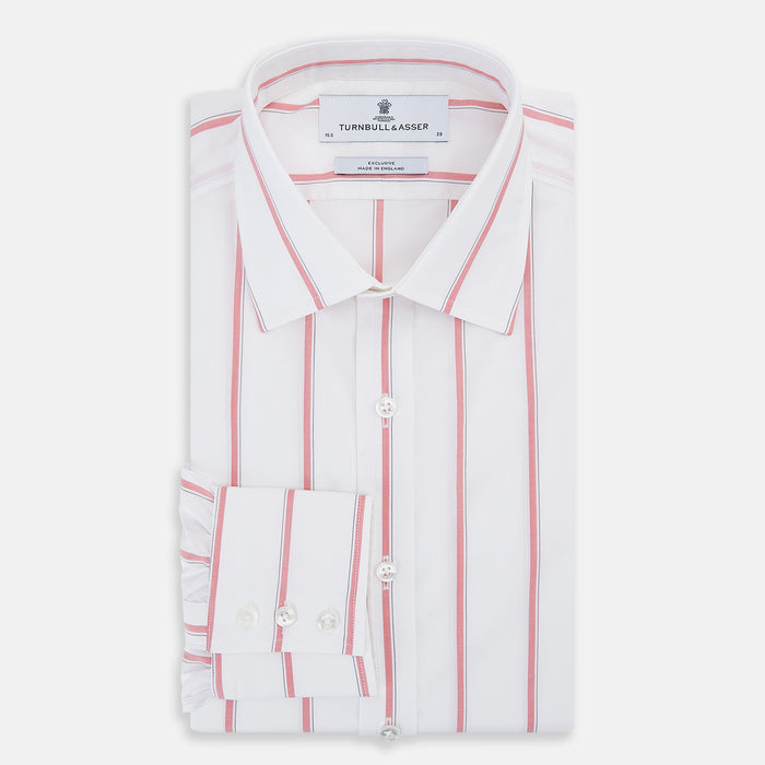 Coral Track Stripe Mayfair Shirt Image 4