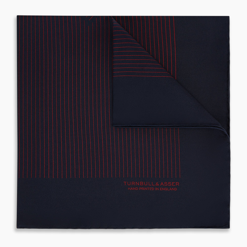 Navy and Burgundy Stripe Silk Pocket Square