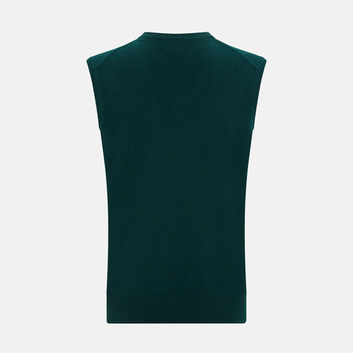 Moss Green Cashmere V-Neck Vest Image 2