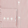 View 4 of product The Red Shadow Stripe Westminster Shirt by Turnbull & Asser features long sleeves, a Turnbull collar, thin red and white vertical stripes, white buttons, and showcases British craftsmanship against a plain white background.