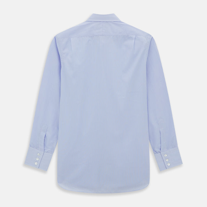 Blue and White Fine Bengal Stripe Sea Island Quality Cotton Shirt with T&A Collar and 3-Button Cuffs Image 2