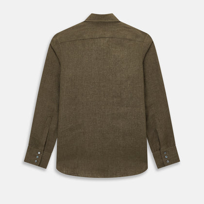 Olive Linen Windsor Shirt Image 2