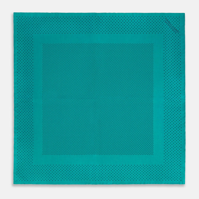 Petrol Green Dot Silk Pocket Square Image 3