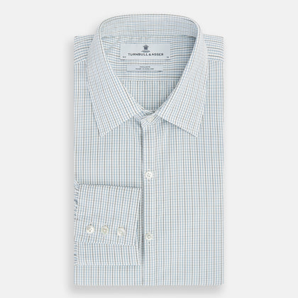 Pale Blue and Navy Grid Check Westminster Shirt Image 4