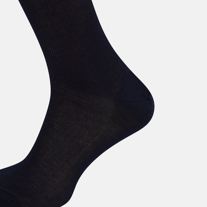 Navy Micro Knit Long Socks Image 3