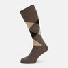 View 1 of product A single Turnbull & Asser Grey Melange Wool Check Mid-Length Sock, shown against a white background.