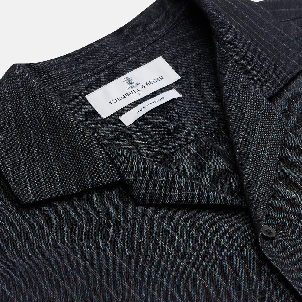 Navy Tailored Pinstriped Shirt Jacket