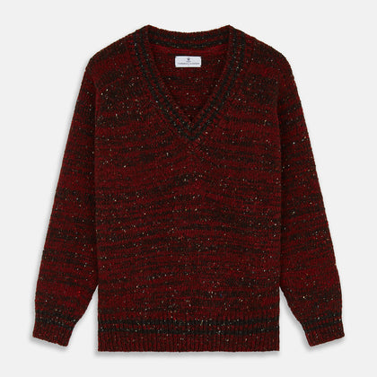 Russet Red Melange Wool Hafod Cricket Jumper