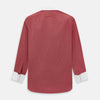 View 3 of product The Turnbull & Asser Dark Red Pin Check Shirt features a crisp white contrast collar and cuffs, with long sleeves and button-up design, shown against a white background.