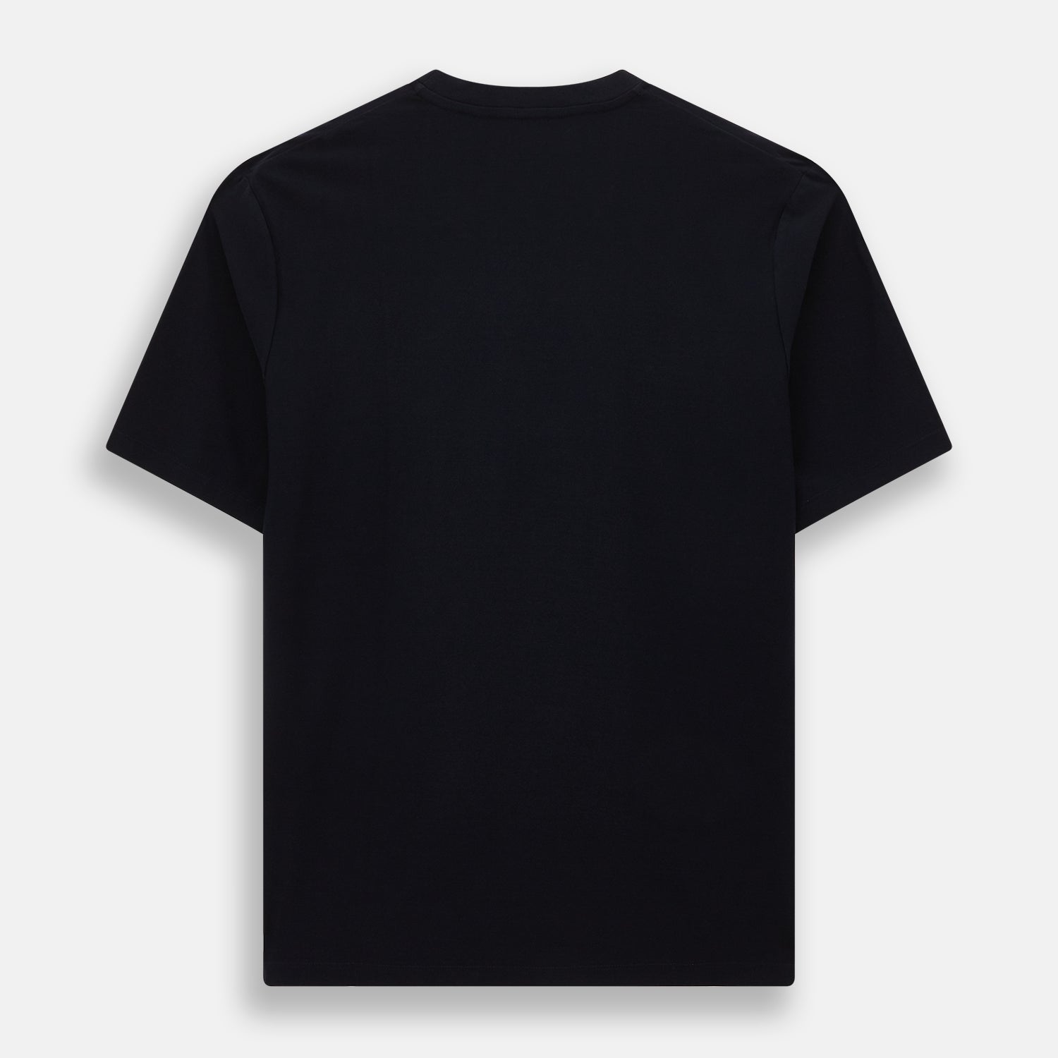 Image 3 of product A navy short-sleeve pyjama shirt by Turnbull & Asser is laid flat on a white background, displaying the front view. Its soft fabric ensures comfort with no visible logos, designs, or patterns on the shirt.