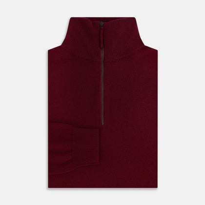 Ruby Red Half-Zip Cashmere Jumper Image 3