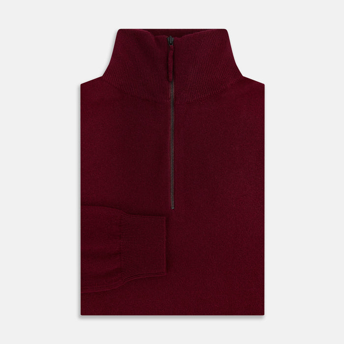 Ruby Red Half-Zip Cashmere Jumper Image 3