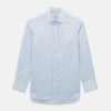View 1 of product The Sky Blue Hairline Multi Stripe Mayfair Shirt by Turnbull & Asser, made from Italian cotton with a classic collar, white buttons, and buttoned cuffs, is displayed on a plain white background—an essential for any gentleman.