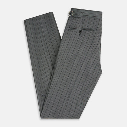 Grey Multi Pinstripe Morning Dress Trousers Image 5