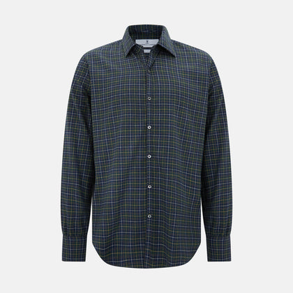 Navy and Khaki Tartan Windsor Shirt