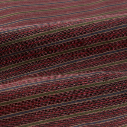 Claret and Green Multi Stripe Silk and Linen Blend Pierce Gown Image 2