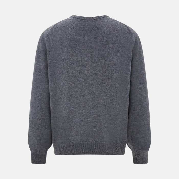 Melange Grey Crew Neck Cashmere Jumper Image 2