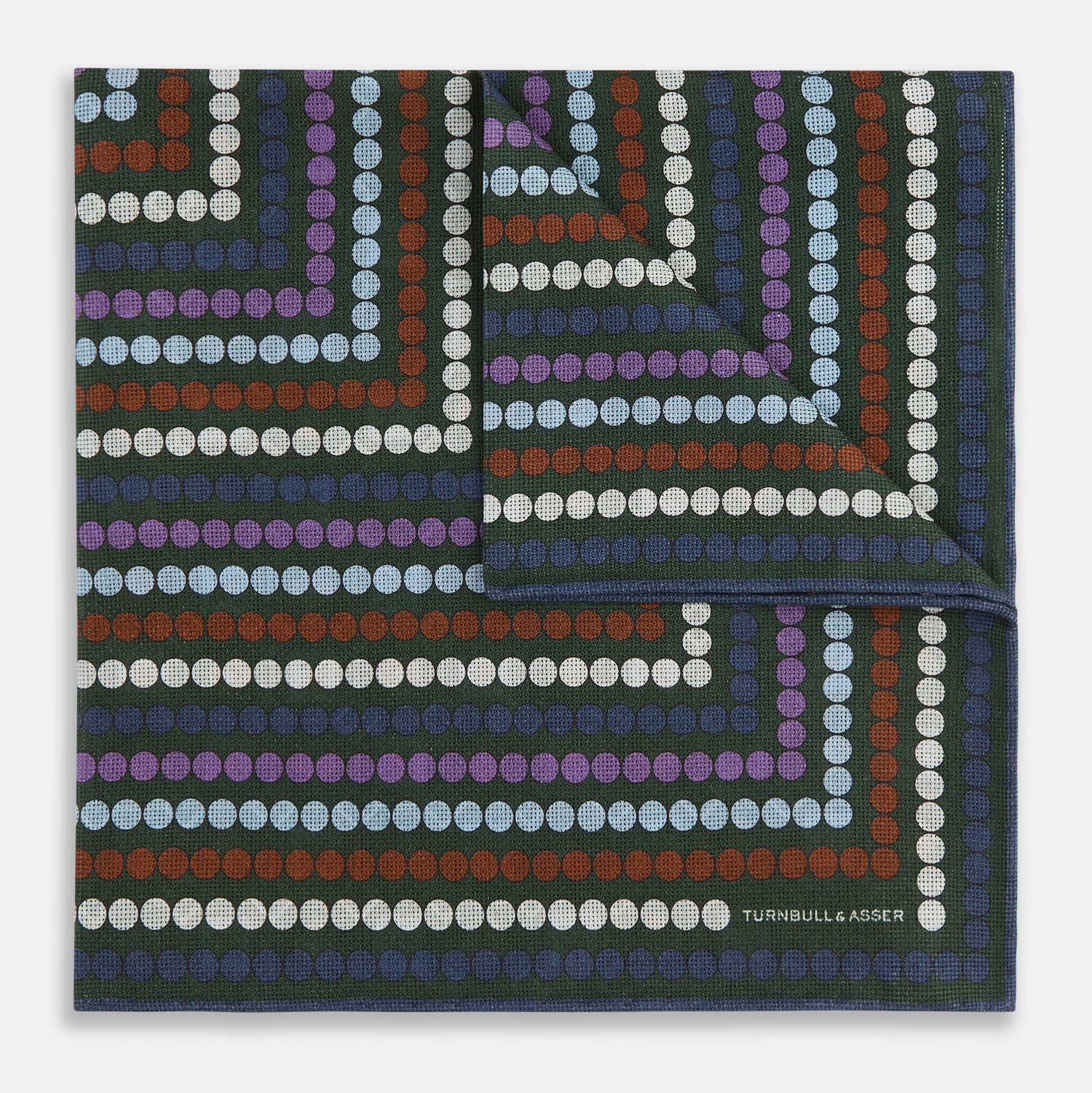 Image 6 of product Forest Green Dots and Floral Tile Double-Sided Silk Pocket Square