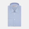View 2 of product A circular swatch of Turnbull & Asser Blue Cotton Fabric with a subtle texture is shown on a plain white background, outlined by a thin gray border.