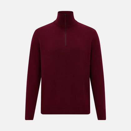 Ruby Red Half-Zip Cashmere Jumper