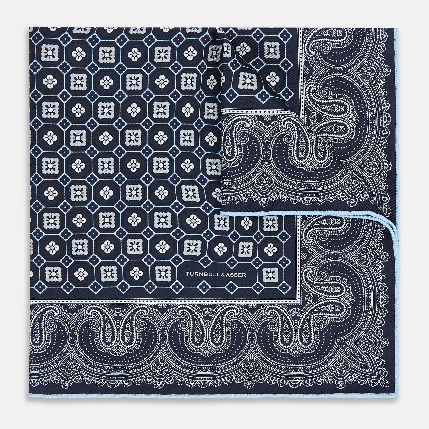 Image 5 of product Navy Floral Tile and Paisley Silk Pocket Square